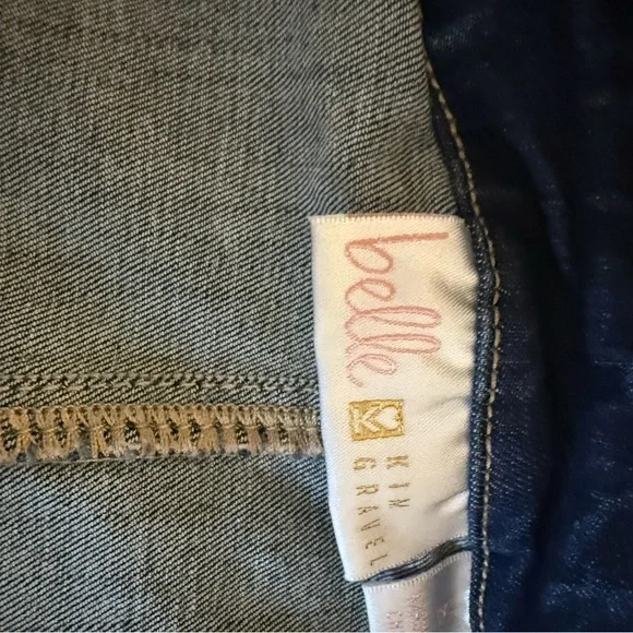 Belle by Kim Gravel Dark Blue Denim Jacket w/freyed hem-EUC - Picture 9 of 11